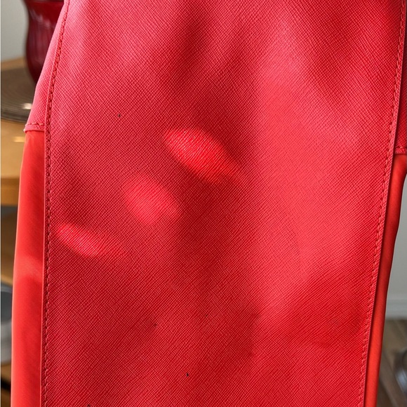 COPY - TORY BURCH ORANGE NYLON SAFFIANO LEATHER PACKABLE TOTE BAG- EUC - Picture 4 of 6